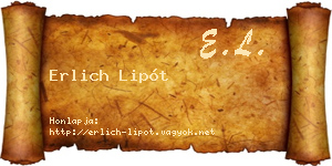 Erlich Lipót névjegykártya